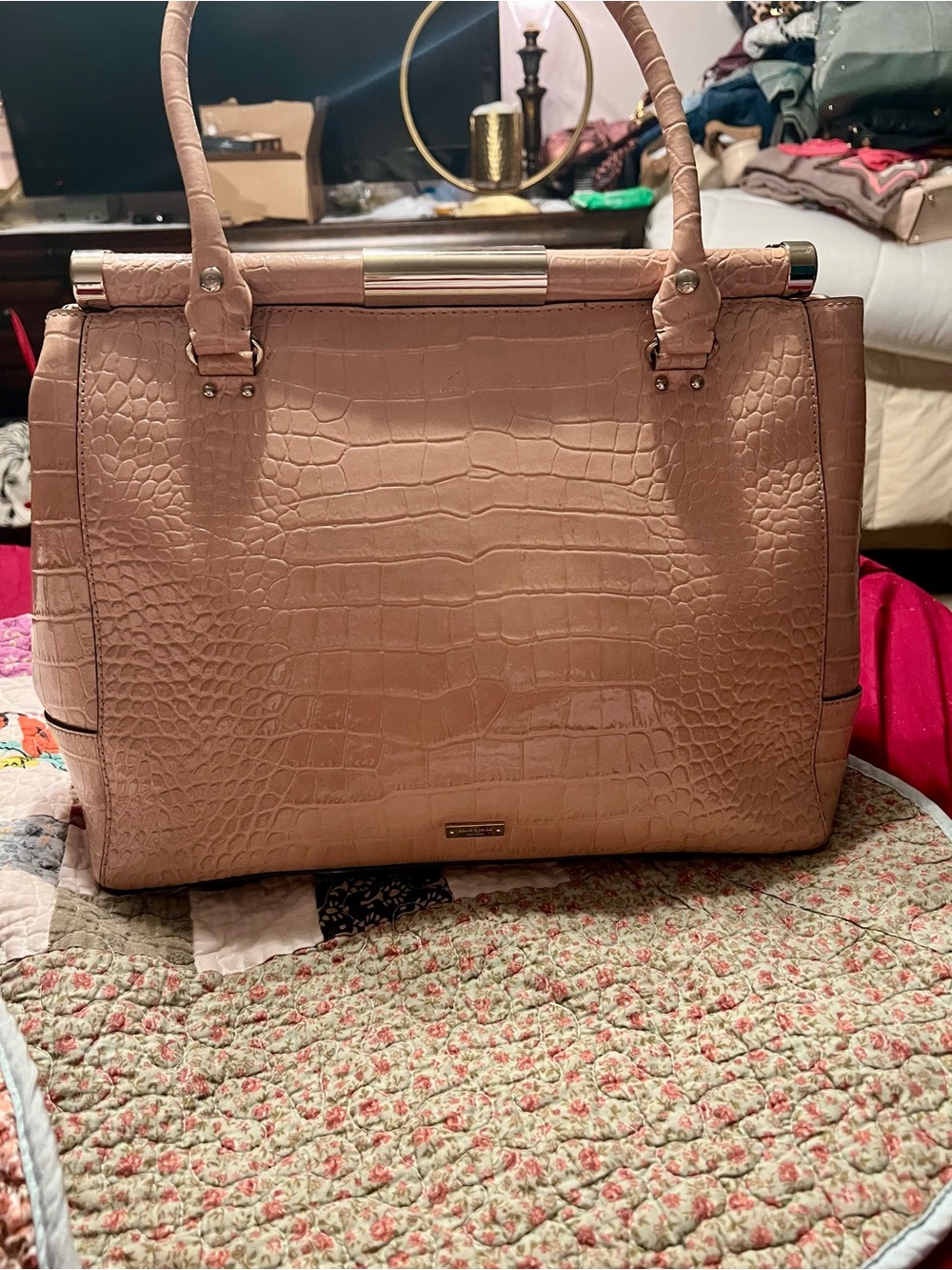 Kate Spade Vintage  Croc-Embossed Satchel in Blush Pink 15w x 11 tall